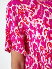 فستان بتصميم مجمع بطيات بطبعة تجريدية من Roman - Image 5 of 5