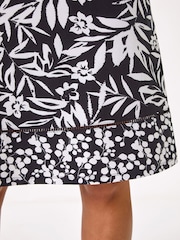 Roman Black A-Line Palm Mono Print Skirt - Image 5 of 5