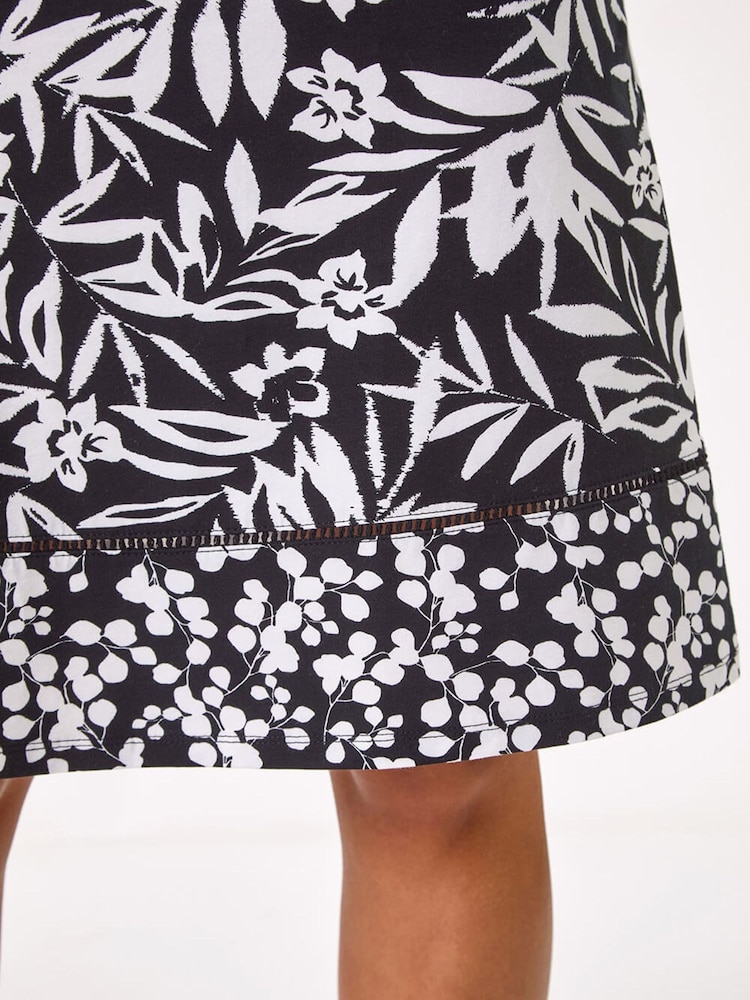 Roman Black A-Line Palm Mono Print Skirt - Image 5 of 5