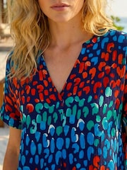 Roman Blue Abstract Spot Print Tunic - Image 4 of 5