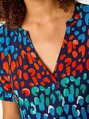 Roman Blue Abstract Spot Print Tunic - Image 5 of 5