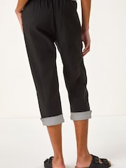 Roman Black Contrast Stripe Cropped Trousers - Image 2 of 6
