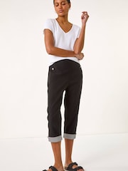 Roman Black Contrast Stripe Cropped Trousers - Image 5 of 6