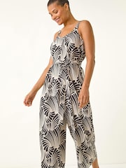 Roman Black Abstract Strappy Jumpsuit - Image 2 of 5