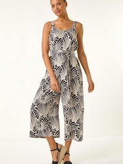 Roman Black Abstract Strappy Jumpsuit - Image 4 of 5