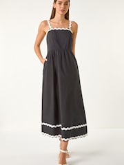 Roman Black Contrast Ric Rac Midi Dress - Image 2 of 5