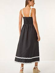 Roman Black Contrast Ric Rac Midi Dress - Image 3 of 5