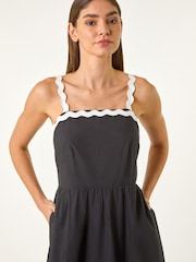 Roman Black Contrast Ric Rac Midi Dress - Image 4 of 5