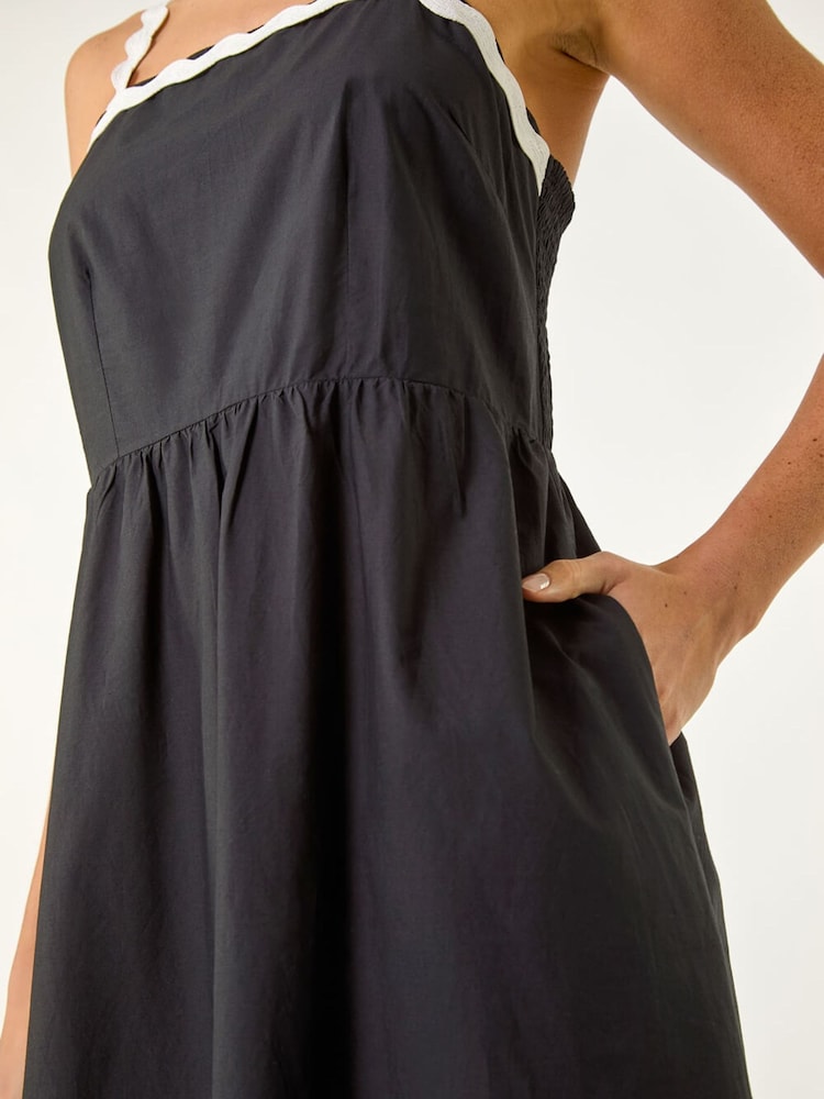 Roman Black Contrast Ric Rac Midi Dress - Image 5 of 5