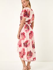 فستان ملفوف متوسط الطول مزيّن بطبعة زهور من Roman - Image 2 of 5