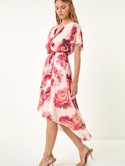 فستان ملفوف متوسط الطول مزيّن بطبعة زهور من Roman - Image 3 of 5