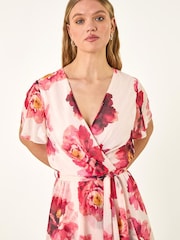 فستان ملفوف متوسط الطول مزيّن بطبعة زهور من Roman - Image 4 of 5