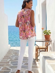 Roman Pink Floral Burnout Pintuck Shirt - Image 3 of 5
