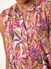 Roman Pink Floral Burnout Pintuck Shirt - Image 5 of 5