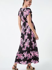 فستان ماكسي طبعة زهور بخصر مجمع من Roman - Image 3 of 5