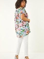 Roman Purple Curve Abstract Print Top - Image 3 of 5