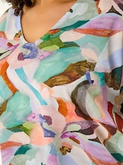 Roman Purple Curve Abstract Print Top - Image 5 of 5