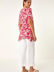 Roman Pink Leaf Print Hanky Hem Tunic Top - Image 3 of 5