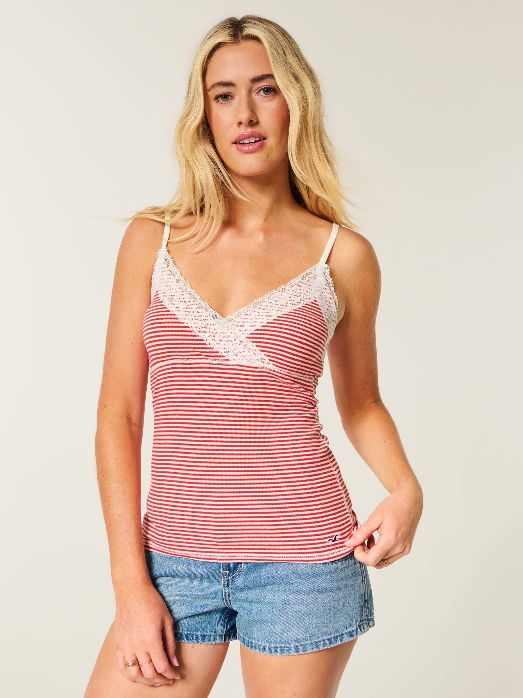 Buy Hollister Red Stripe Lace Camisole from Next USA