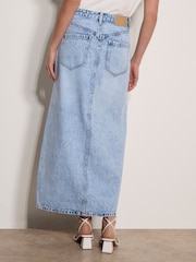 Apricot Blue Amara Pearl Embellished Denim Midi Skirt - Image 4 of 4