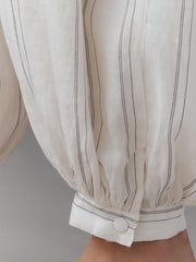 Anthropologie Modern Genie Linen Balloon White Trousers - Image 3 of 4