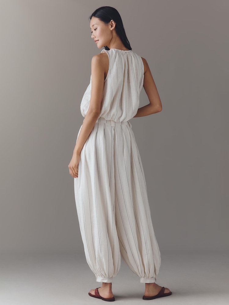 Anthropologie Modern Genie Linen Balloon White Trousers - Image 4 of 4