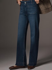 Anthropologie Blue Maeve Colette Full Length Wide Leg Jeans - Image 1 of 4