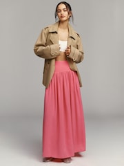 Anthropologie Pink Maeve Drop-Waist Maxi Skirt - Image 2 of 3