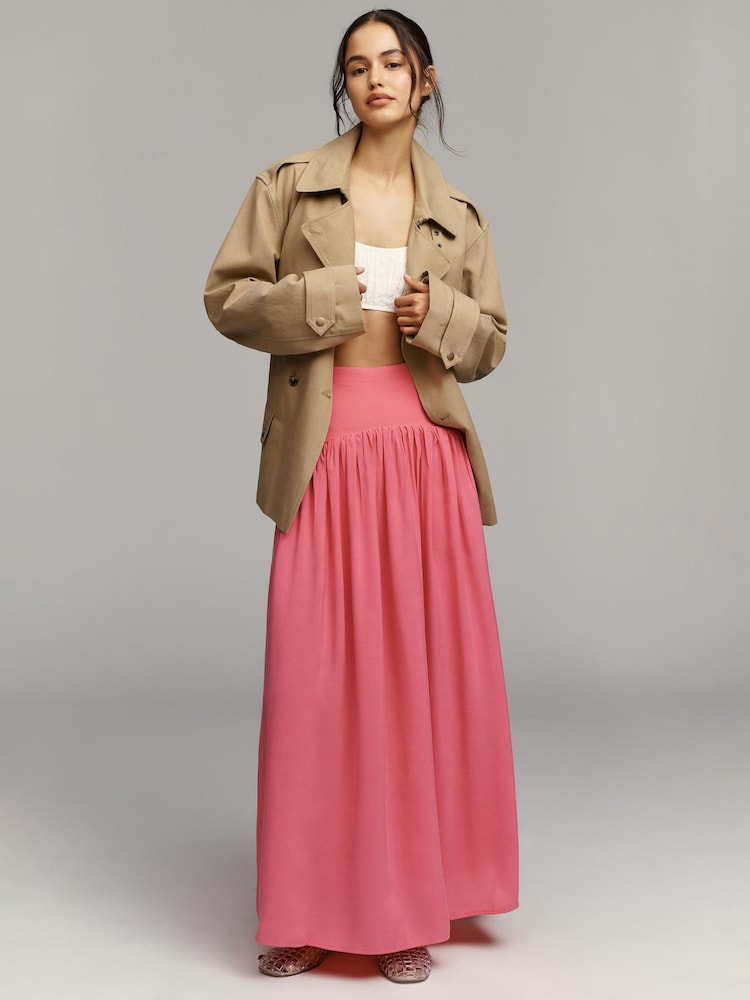 Anthropologie Pink Maeve Drop-Waist Maxi Skirt - Image 2 of 3