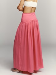 Anthropologie Pink Maeve Drop-Waist Maxi Skirt - Image 3 of 3