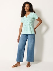 M&Co White Cotton Henley Tops 2 Pack - Image 2 of 6