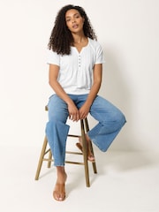 M&Co White Cotton Henley Tops 2 Pack - Image 3 of 6