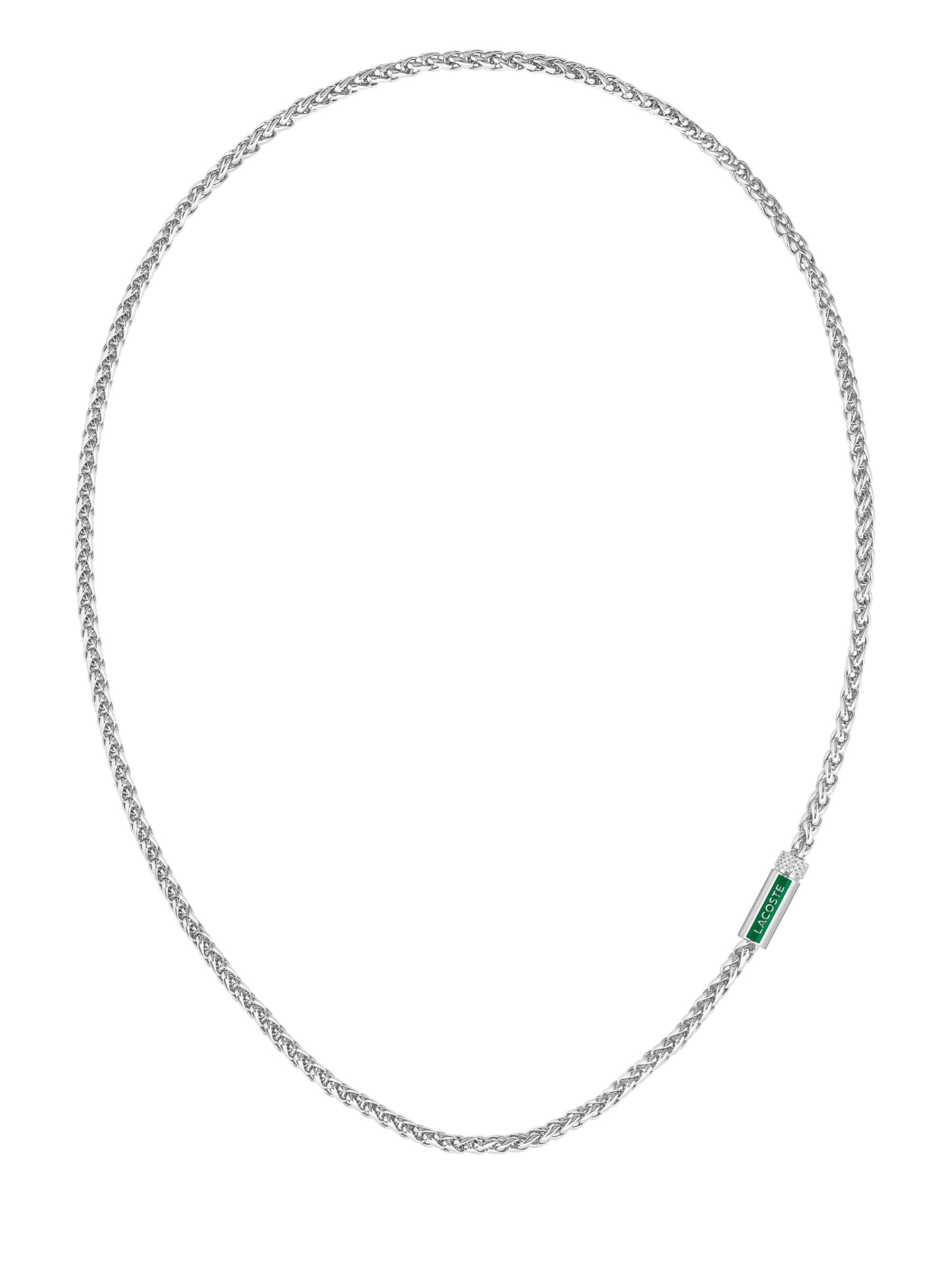 Lacoste Men's Silver Tone Spelt Stainless Steel Necklace