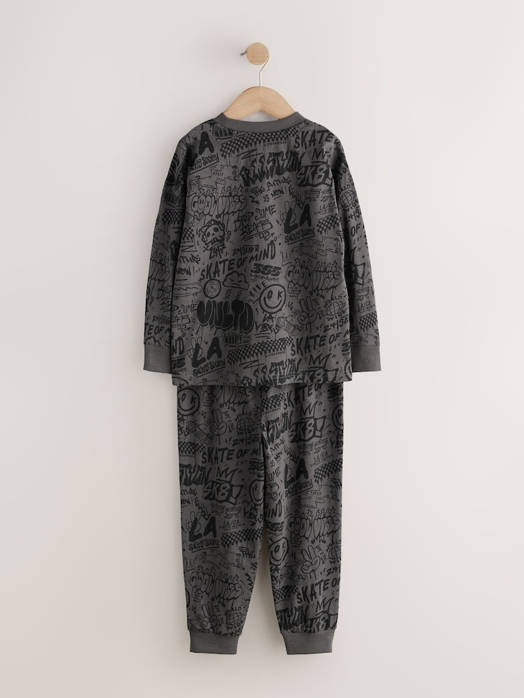 Charcoal Grey Graffiti Single Jogger Pyjamas (3-16yrs) - Image 2 of 4 Charcoal Grey Graffiti Single Jogger Pyjamas (3-16yrs) - Image 2 of 4