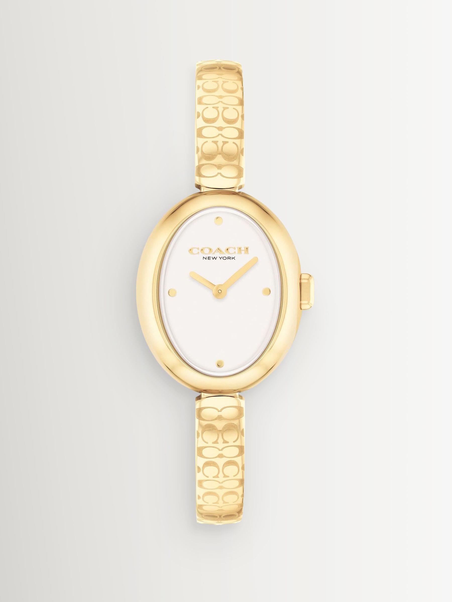 Coach Women's Gold Tone Sammy 22Mm Oval Ip Bangle Watch
