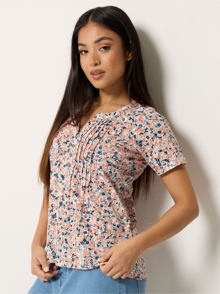 M&Co Orange Cotton Henley Top - Image 1 of 5