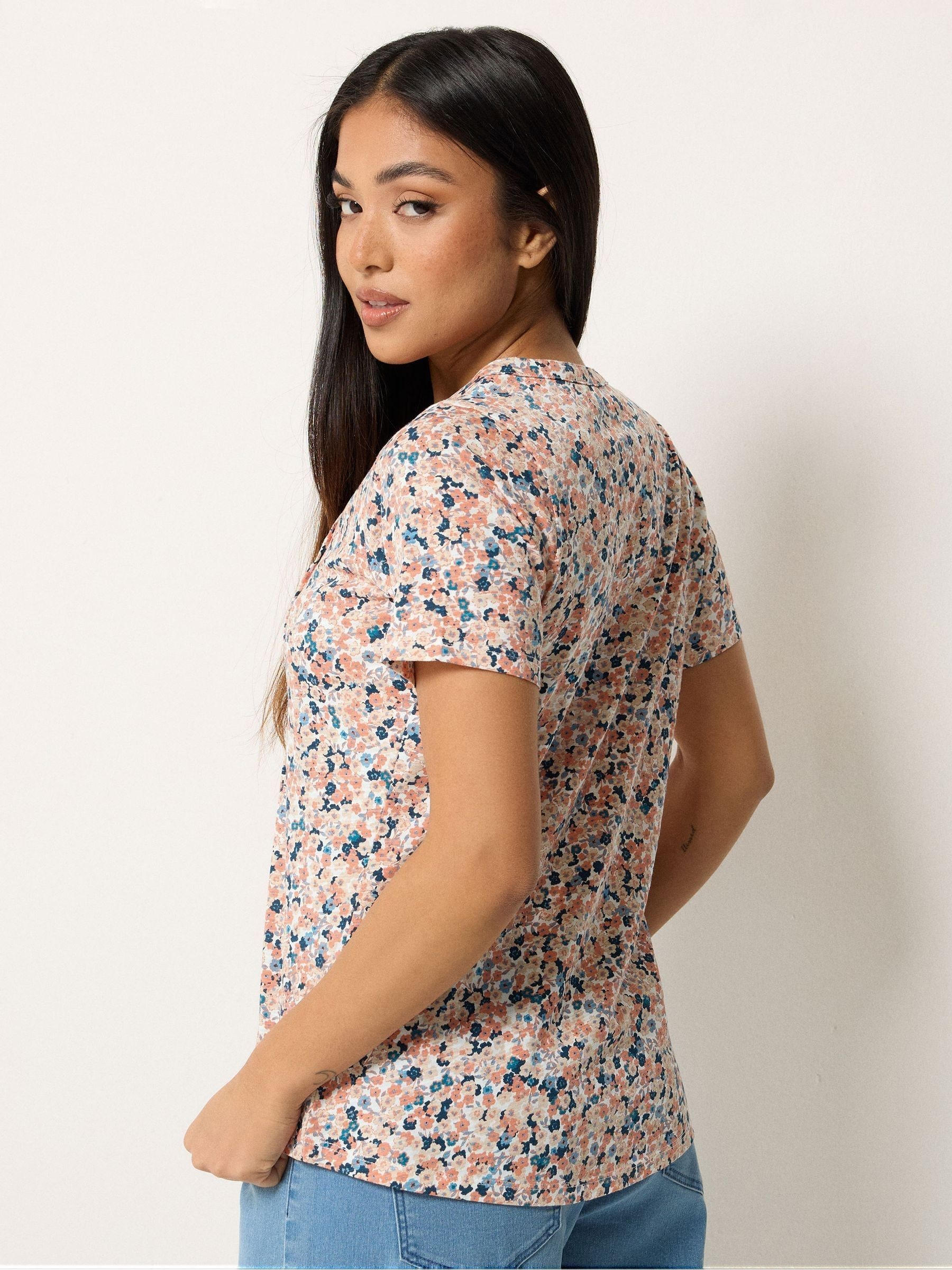 Buy M&Co Orange Cotton Henley Top from Next USA