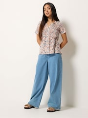 M&Co Orange Cotton Henley Top - Image 3 of 5