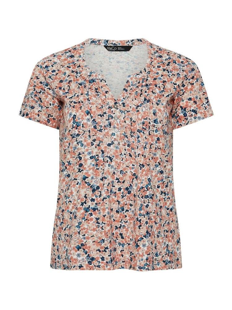 M&Co Orange Cotton Henley Top - Image 5 of 5