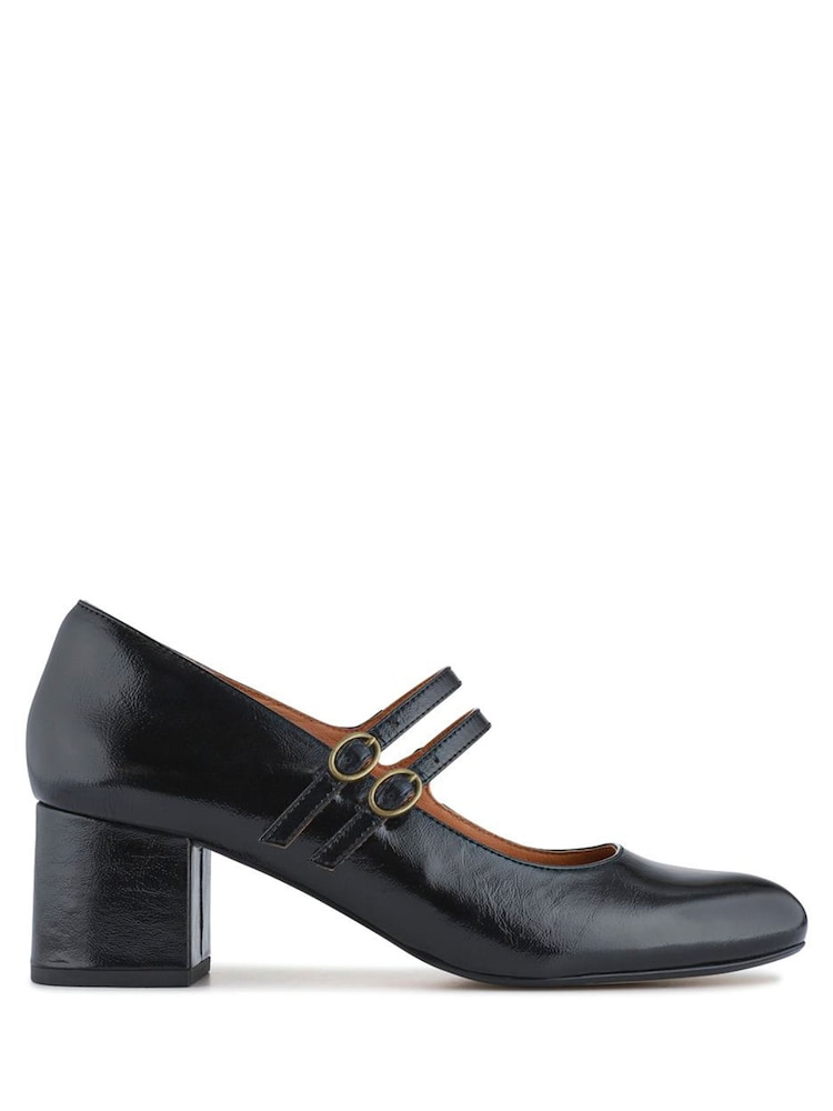 Jones Bootmaker Black Patent Wide Fit Xanthi Heeled Mary Janes - Image 2 of 5