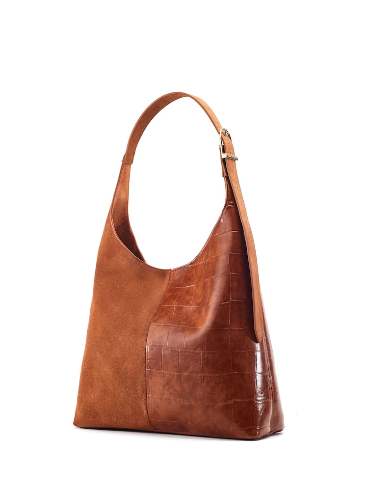 Braun - Moda in Pelle Basilla Large Two Tone Suede Tote Bag - Bild 1 von 3