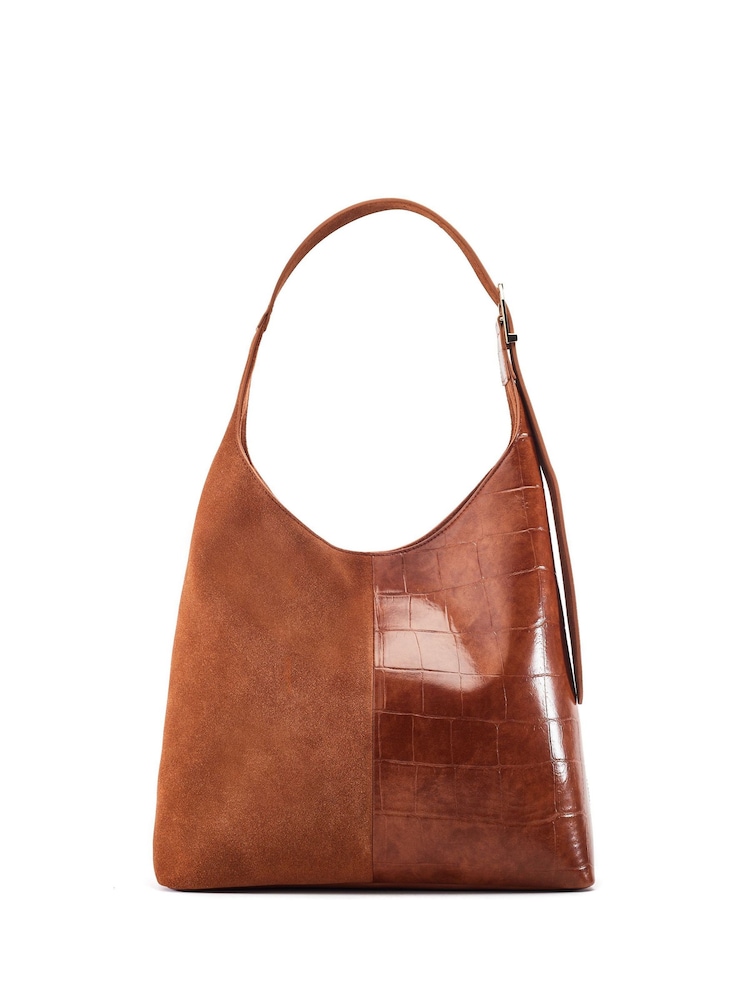 Braun - Moda in Pelle Basilla Large Two Tone Suede Tote Bag - Bild 2 von 3