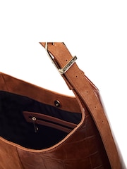 Braun - Moda in Pelle Basilla Large Two Tone Suede Tote Bag - Bild 3 von 3