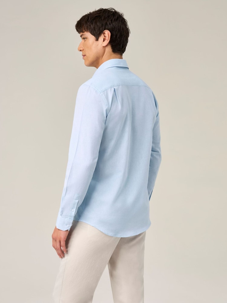 Skopes Blue Linen Blend  Casual Shirt - Image 2 of 7