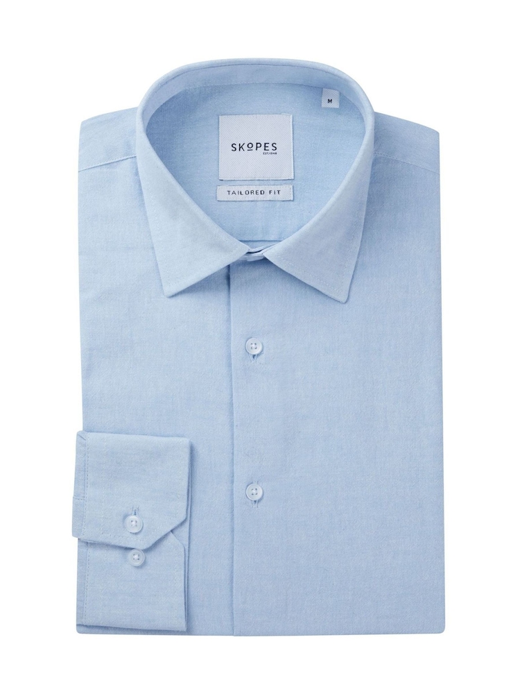 Skopes Blue Linen Blend  Casual Shirt - Image 7 of 7