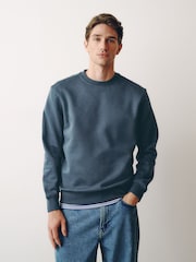Airforce Blue Regular Fit Heavyweight Cotton Rich Crew Neck Sweatshirt - Image 1 of 8