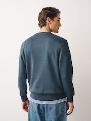Airforce Blue Regular Fit Heavyweight Cotton Rich Crew Neck Sweatshirt - Image 3 of 8