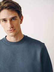 Airforce Blue Regular Fit Heavyweight Cotton Rich Crew Neck Sweatshirt - Image 5 of 8