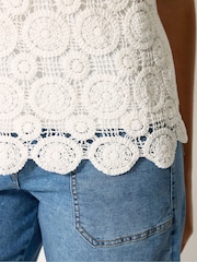 M&Co Cream Crochet Sleeveless Shell Print Top - Image 4 of 4