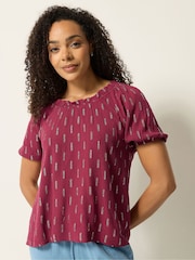 M&Co Red Foil Scoop Neck Top - Image 1 of 6